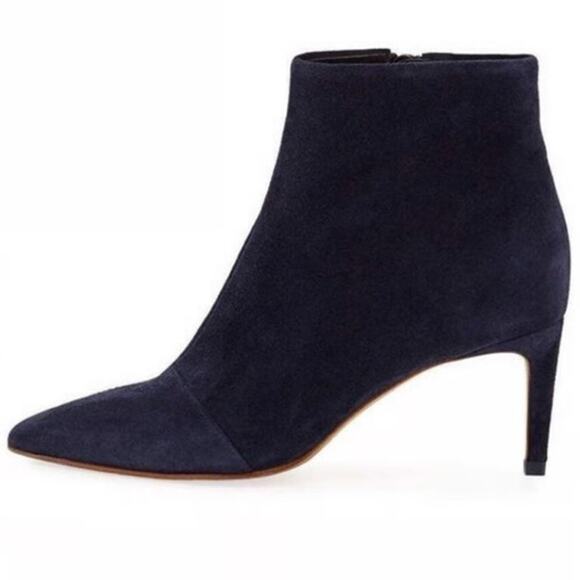 Rag & Bone Blue Suede Leather 3" Stiletto Heeled Moto Ankle Boots Zips Size 7 - Picture 1 of 16